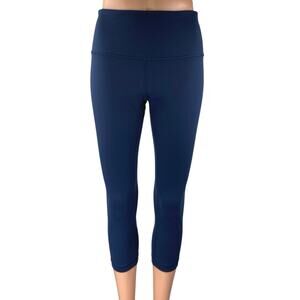 Lululemon Blue Mid Rise Skinny Activewear Athletic Yoga Crop Leggings Pants Sz 8